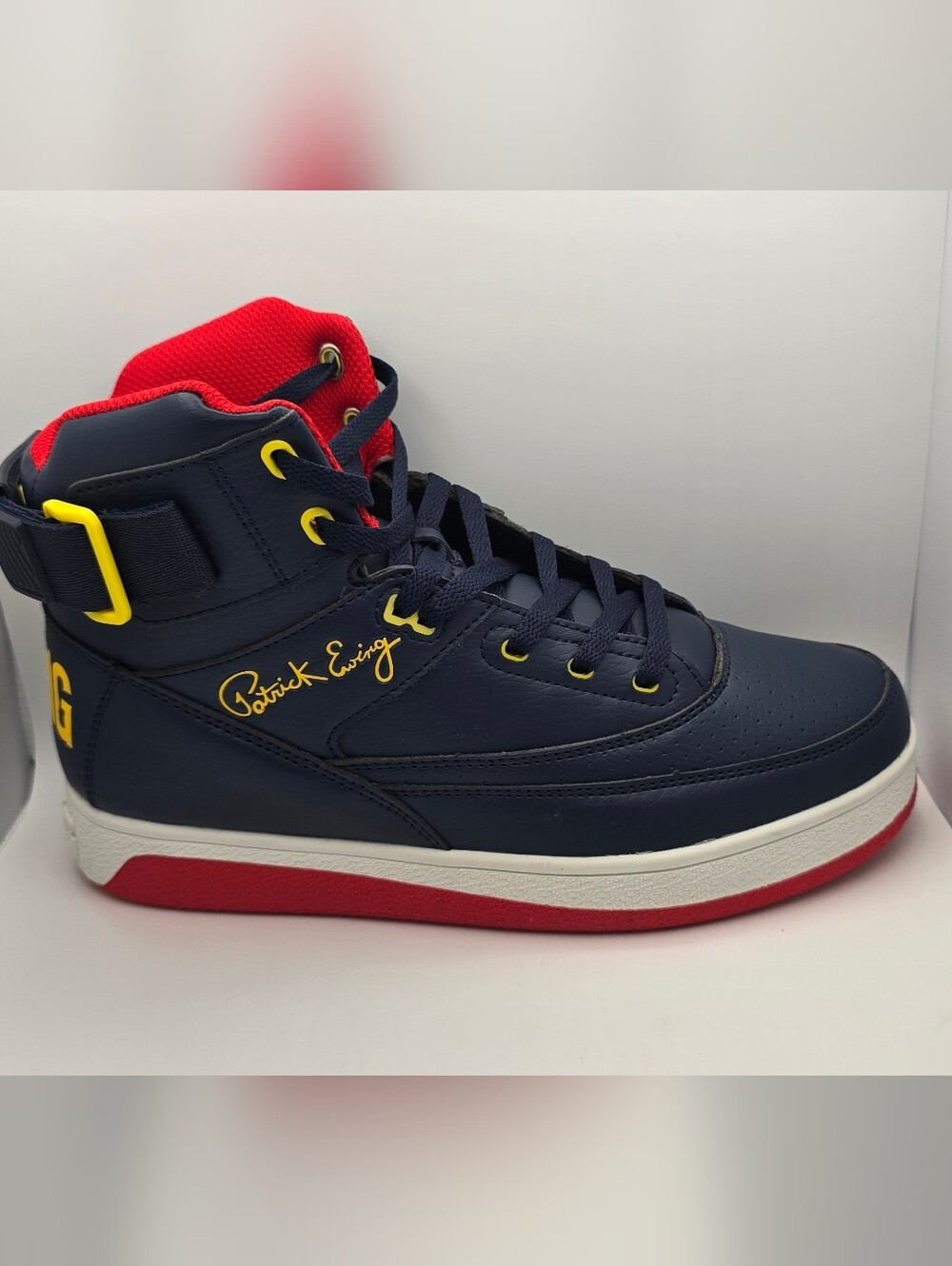 Ewing Athletics 33 Orion Strap High Top Sneaker Navy Red Patrick Ewing Padded